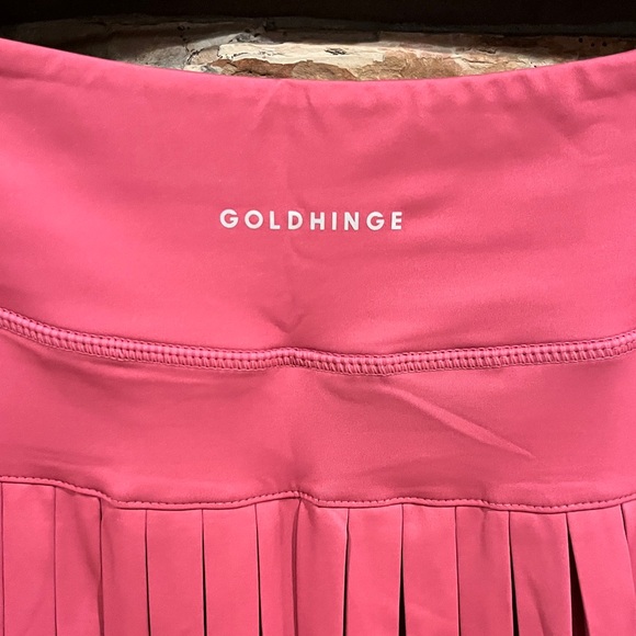 Gold Hinge Pleated Tennis Pickleball Raspberry Mini Skirt with Built-in Shorts - Picture 7 of 9